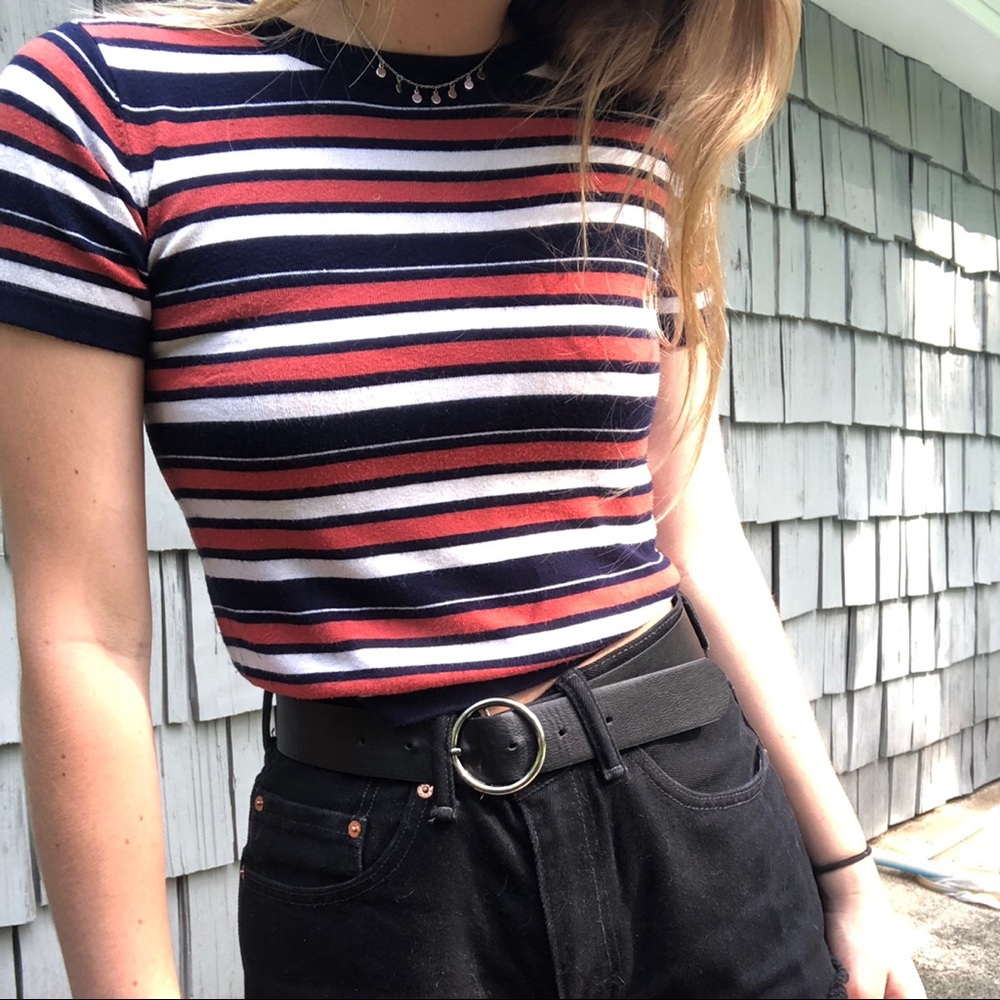 BRANDY MELVILLE Orange & blue knit top